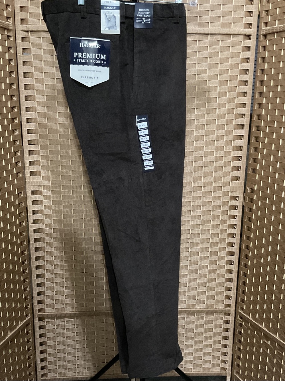 Haggar Men’s Corduroy Pants in Dark Brown - Classic Fit 36x34